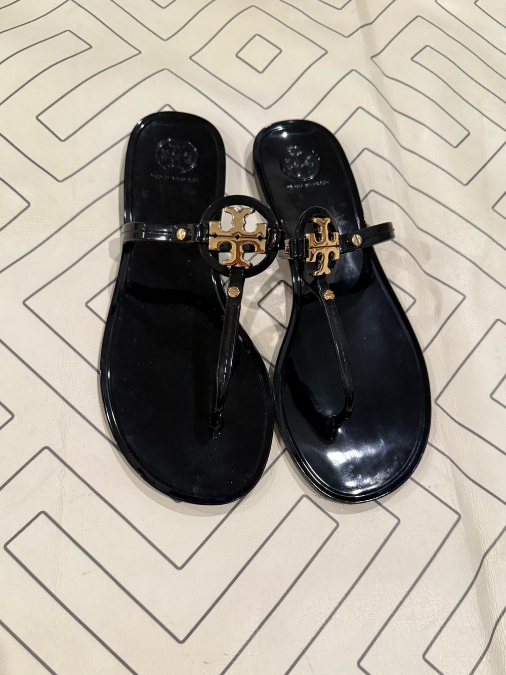 Tory Burch Black Jelly Thong Sandals